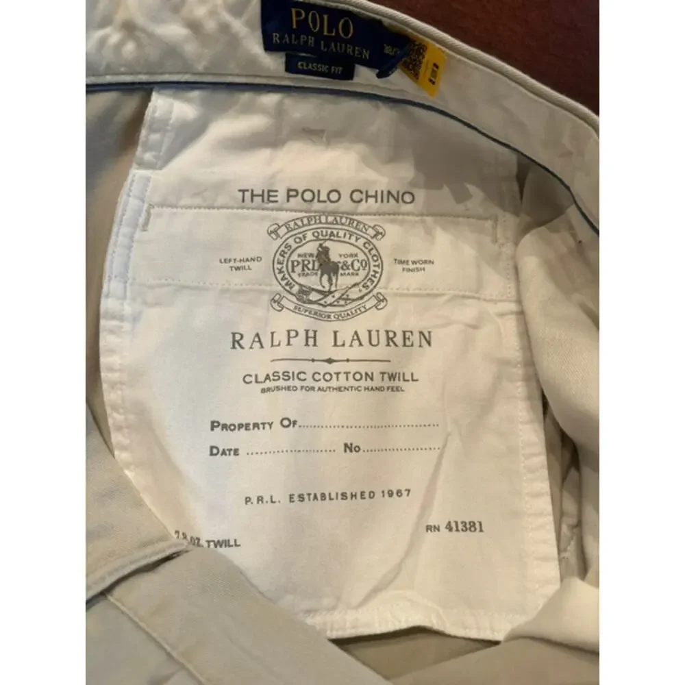 Polo Ralph Lauren Pants Khaki Chino Classic Fit 38X30 Tan Polo Chino Scan Tag
